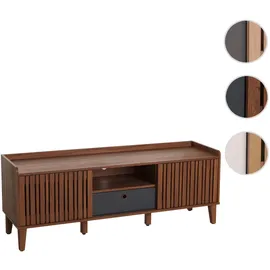 MCW TV-Rack MCW-M48, Lowboard TV-Schrank, Schiebetür 56x150x40cm ~ Walnuss-Optik, Schublade dunkelgrau