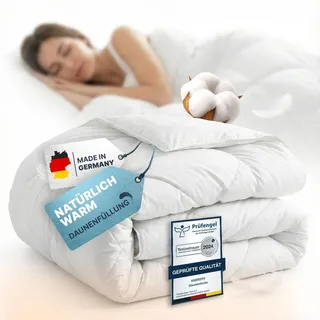 knerst Ganzjahres Bettdecke 135x200 - Federbettdecke Decke mit Daunen & Federn - Ganzjahresdecke Waschbar & Atmungsaktiv - Daunendecke