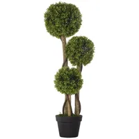 Homcom Kunstpflanze, 90 cm Buchsbaum im Blumentopf, Hellgrün