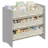 Songmics Kinderregal mit 9 Aufbewahrungsboxen aus Vliesstoff taubengrau