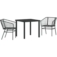 VidaXL 3-teiliges Garten-Ess-Set aus Schwarz Poly-Rattan
