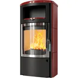 Kaminofen HARK 44 GT FlameKat 7 kW - Ofenkacheln: Bordeaux-Rot - Korpus: graphit/verchr.