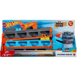 Hot Wheels - 2-in-1 Rennbahn-Transporter inkl. 3 Spielzeugautos