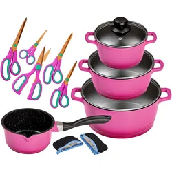 Topf-Set KING "ALUGUSS", lila (beere), Töpfe, Glasdeckel,Induktion,Keramik-Antihaft-Beschichtung