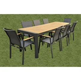 zenit energy gmbh Gartenmöbel Alu / WPC 9-TLG. Anthrazit Braun Sitzgruppe Terassenmöbel Essgruppe Tisch 260 cm + 8 Stühle - Grau/Braun