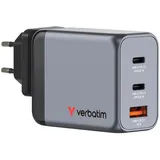 Verbatim GaN Charger 65W 2xUSB-C PD, 1xUSB-A QC 3.0 32201