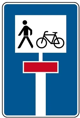 Verkehrszeichen - Sackgasse für Radverkehr und Fußgänger durchlässig, Zeichen 357-50