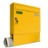 AL Briefkastensysteme Basic Wandbriefkasten Signal Gelb inkl. Zeitungsfach
