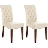 CLP Esszimmerstuhl LISBURN (2er Set, 2 St), mit Lehne im Chesterfield Design beige