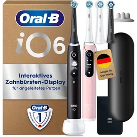 Oral-B iO Series 6 black lava + 2. Handstück pink sand + Reiseetui + Aufsteckbürsten 4 St.