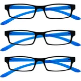 UV Reader Schwarz Leuchtend Blauen Nacken-Lesebrille Wert 3er-Pack Frauen Herren UVR3PK020 +1,00