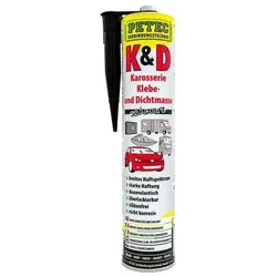 PETEC Karossie & Dichtmasse schwarz (310 ml) Metall-Klebstoff,Karosserieklebstoff,Hybridklebstoff,Universalklebstoff  94730