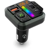 Nedis Kfz Audio FM Transmitter - Fest - freisprechend - 1" - Amber Screen - Bluetooth - PD 18 W/PD 24 W - Schnellladung - Bass Boost - Google Assistant/Siri - Schwarz