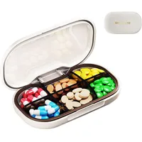 ANBOO 6 Fächer Pillendose & Supplement Organizer, Tragbare Medikamentenbox mit Herausnehmbarer Trennwand, Feuchtigkeitsbeständige Mini Tablettenbox für Unterwegs, Reise, Handtasche (Weiß)