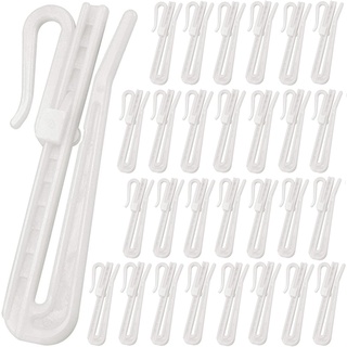 Fiyuer 50 Stück Vorhang Haken Weiß Einstellbar Gardinenhaken Curtain Hooks aus Kunststoff Gardinenhaken zum Einhängen 7mm (9cm)