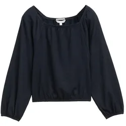 TOM TAILOR Mädchen Cropped Bluse mit Struktur, blau, Uni, Gr. 140