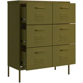 vidaXL Schubladenschrank 80 x 101,5 x 35 cm Olivgrün