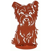 Dekofigur Hund Bello im Rost Design auf Standplatte, Rostfigur, Gartendeko, Metalldeko