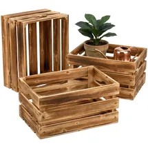 Relaxdays Holzkiste 25 x 40 x 30 cm 3-tlg. Braun
