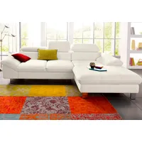 Cotta Ecksofa "Driver L-Form", weiß (altweiß), B:268cm H:73cm T:169cm, LEDER BEEFY (ein abgedecktes Spalt-Rindsleder) im Sitz und Rücken (Korpus in Kunstleder);Luxus-Kunstleder;Kunstleder SOFTLUX;NaturLEDER (echtes Rindsleder), Rückseite mit schwarzem