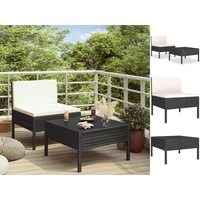 vidaXL 2-tlg. Garten-Lounge-Set mit Auflagen Poly Rattan Schwarz