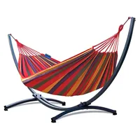 Potenza Outdoor Hängematte mit Gestell für 2 Personen I Baumwolle Doppelhängematte XXL 220x160, 200kg I Hängemattengestell 220kg, wetterfest Rot