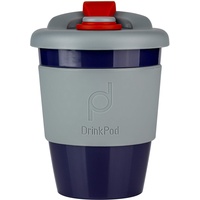 DrinkPod wiederverwendbarer BPA-frei 340 ml 12 oz Kaffeebecher / Reisetasse aus Kunststoff – STORM, GRAU