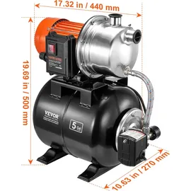 Vevor 735W Gartenpumpe, Bewässerungspumpe Poolpumpe Flachbrunnenpumpe 3785L/h
