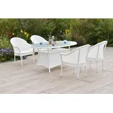 merxxhandels Bamberg Set 5tlg.m 4 Stapelsessel, weiß, 1 Tisch