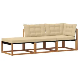 vidaXL Ecksofa-Einheiten für draußen 3 Stück Holz beige