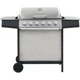 vidaXL Gasgrill mit 6 Brennern Edelstahl silber