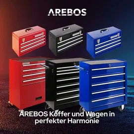 Arebos Werkzeugkasten mit 3 Schubfächern, Schwarz, 8,2 kg & Schwarz