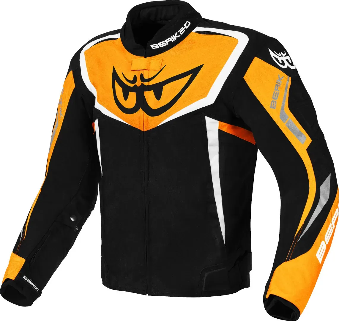 Berik Bad Eye wasserdichte Motorrad Textiljacke, schwarz-weiss-orange, Größe 54 für Männer