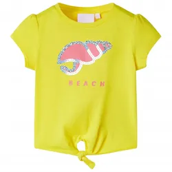 Kinder-T-Shirt Gelb 104 – Weich & mit maritimer Muschel-Applikation - 104