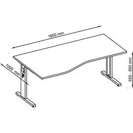 Hammerbacher Schreibtisch O-Line grau