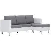VidaXL 3-Sitzer-Sofa mit Kissen Weiß Kunstleder