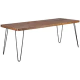 KADIMA DESIGN Esstisch BAGLI Massivholz 200 x 80 x 76 cm Esszimmer-Tisch Küchentisch modern Landhaus-Stil Holztisch mit Metallbeinen dunkel-braun