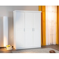 möbelando Kleiderschrank Magnus (BxHxT 140 x 190 x 55 cm) aus Massivholz in Weiss mit 3 Türen und 5 Einlegeböden weiß