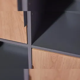 VCM Pepeto Regal 5 Türen, 5 Ablagen grau, Artisan Eiche dekor.