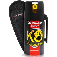 Columbia KO CS hochdosiertes Abwehrspray mit Tragetasche - Sicheres Gefühl unterwegs - Made in Germany - 80g Reizstoff CS effektives Verteidigungsspray - bis zu 1-1,5 m Reichweite (1er Set)