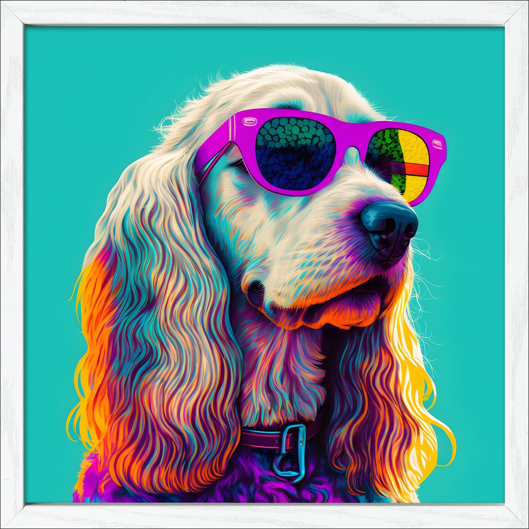 Pro-Art gerahmtes Wandbild Slim Scandic Dog With Sunglasses II, 32,5x32,5 cm