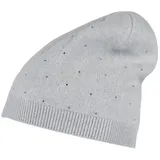 CAPO Strickmütze Strickbeanie, Kaschmir, Strass Formstrick (1-St) Kaschmir grau