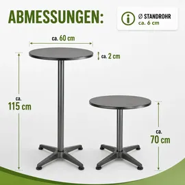 Trutzholm Stehtisch 2in1 Bistrotisch höhenverstellbar klappbar 70/115 cm Ø 60 cm