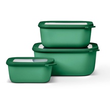 Mepal - Multischale Cirqula Rectangular Set 3-teilig - Vorratsdosen mit Deckel - Geignet als Aufbewahrungsbox, Kuhlschrank, Gefrierschrank & Mikrowellengeschirr - 750 ml, 1500 & 2000 ml - Vivid Green