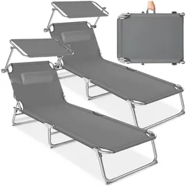 Tectake Chloé 2er Set Gartenliege 190 x 68 x 65 cm Grau