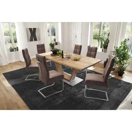 MCA Furniture Esstisch Greta mit V-Fuß mit gerade Kante - holzfarben ¦ Maße (cm): B: 90 H: 77