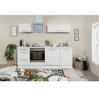 Respekta Premium Küchenzeile RP220WWCBO  (Breite: 220 cm, Weiß, Mit Elektrogeräten)