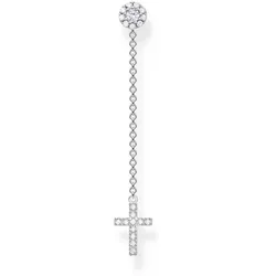 Einzel Ohrstecker mit Kreuz Anhänger und Zirkoniabesatz