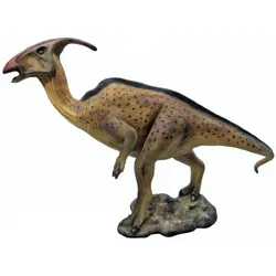 Casa Padrino XXL Deko Skulptur Dinosaurier Parasaurolophus Braun / Grau 298 cm - Riesige Lebensgroße Garten Figur