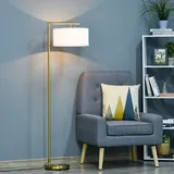 Homcom Stehlampe Stehleuchte für Wohnzimmer Schlafzimmer, Büro, Metall Stahl Leinen Gold Weiß 47x37x153 cm Aosom.de
